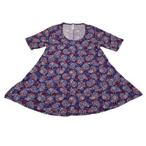 LuLaRoe Perfect T Tunic Purple Geometric Paisley Short Sleeve XS Top NWT #117
